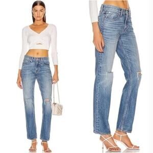 NEW Slvrlake Tyler Distressed Straight Leg Jeans Women's Size 28